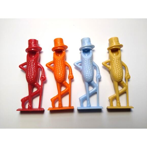 Mr. Peanut Planters Lot Of 5 Items Bendy Figure Red Orange Blue Tan Whistles - Picture 5 of 10